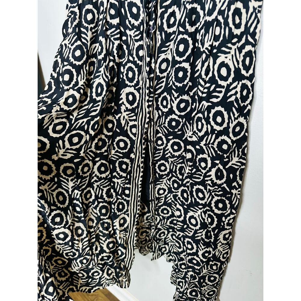 SEA NEW YORK Black White Ink-Dot Bloom Front Button Midi Dress Size 4 - Picture 10 of 13
